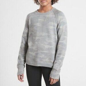 Athleta Girl Cozy Cross Your Fingers Sweatshirt Size L / 12 Grey Heather Camo